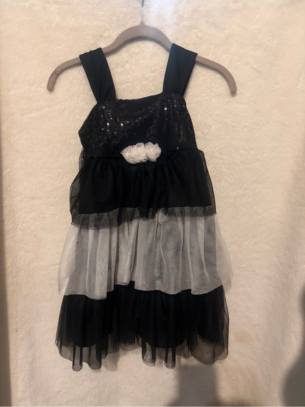Girls Holiday Editions Black Sequin Tulle Party Dress Size 7/8